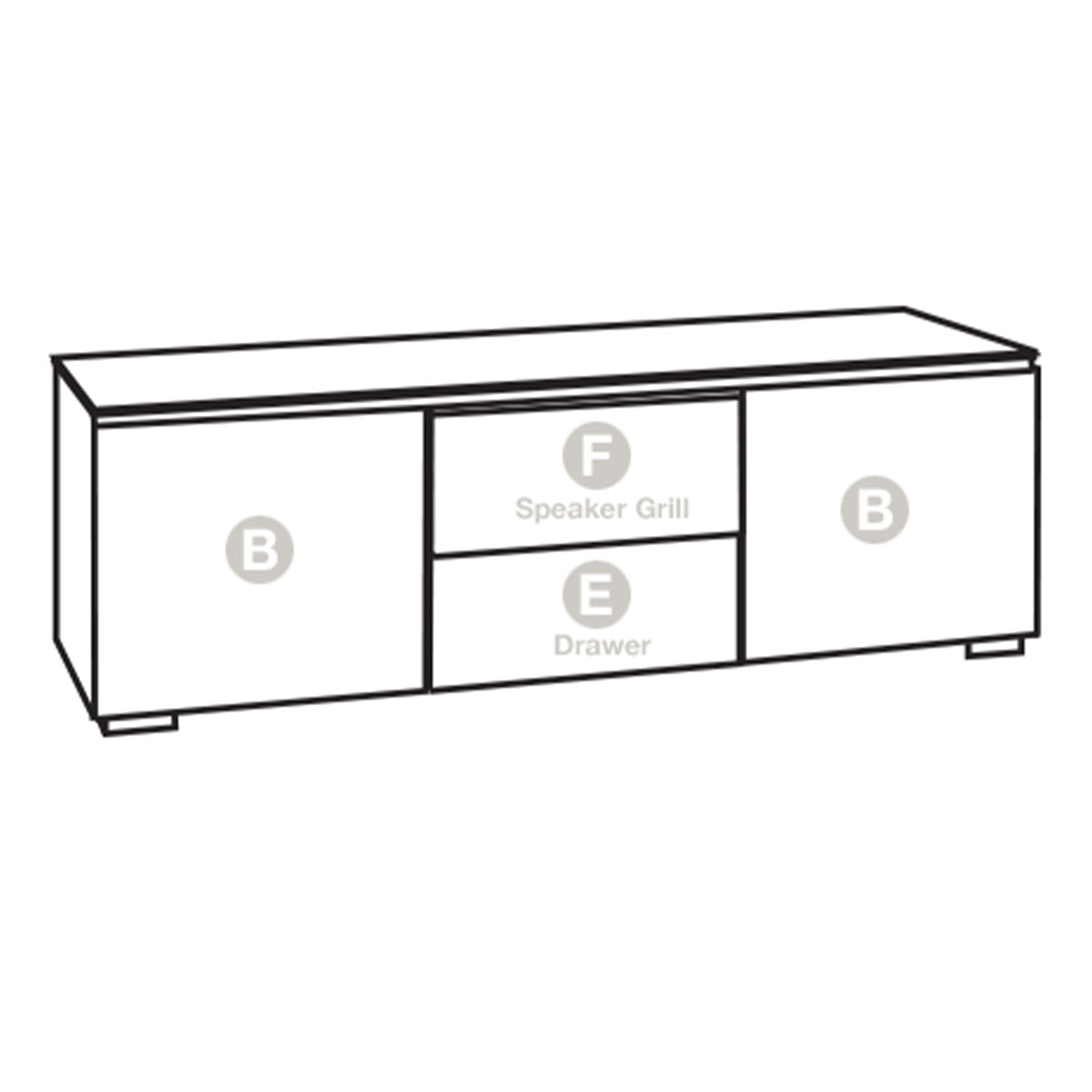 Salamander Chameleon Collection Barcelona 236 Triple-Width AV Cabinet (Natural Walnut with Black Glass Doors)