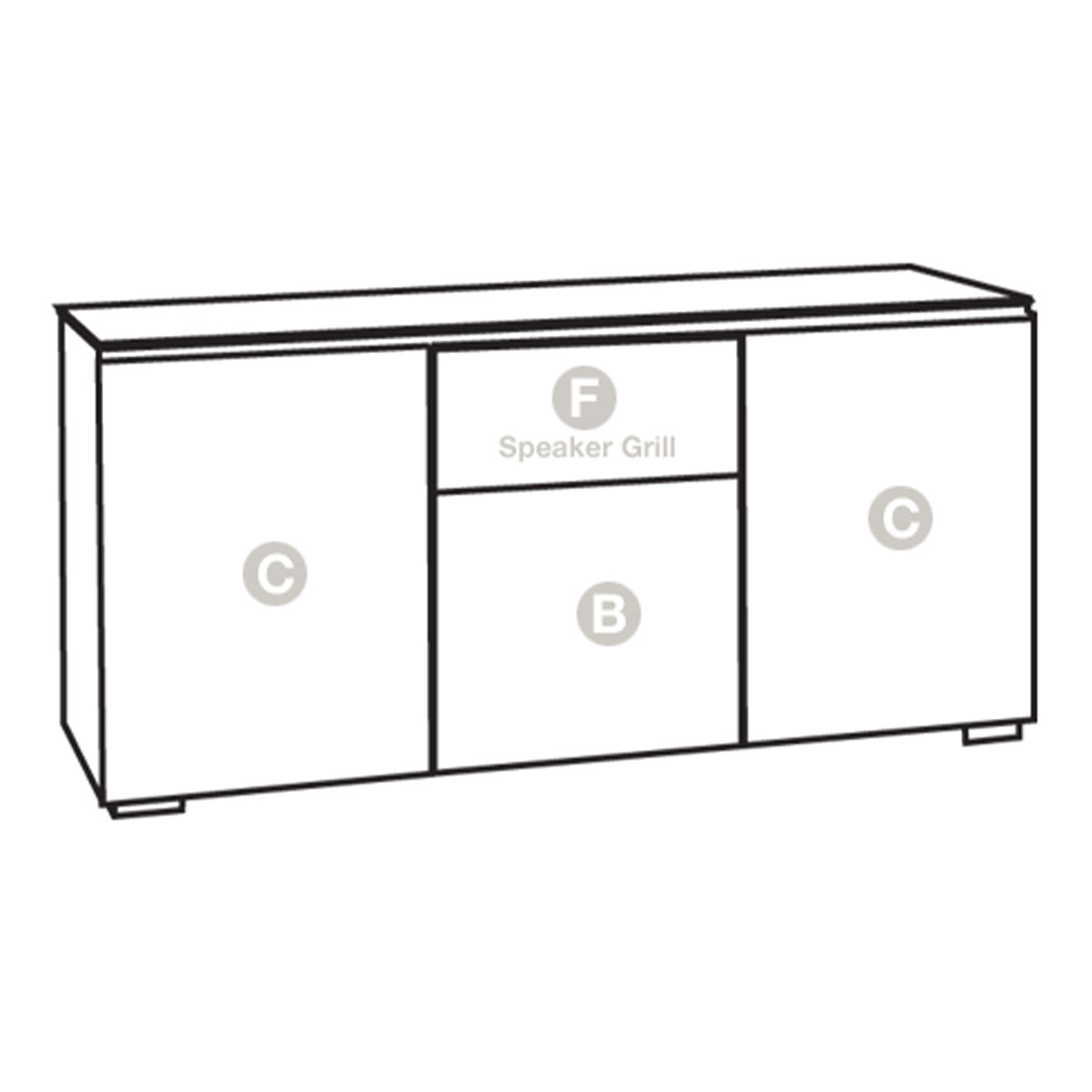 Salamander Chameleon Collection Denver 336 Triple Speaker Integrated Cabinet (Deep Textured Natural Oak with Black Glass Top)