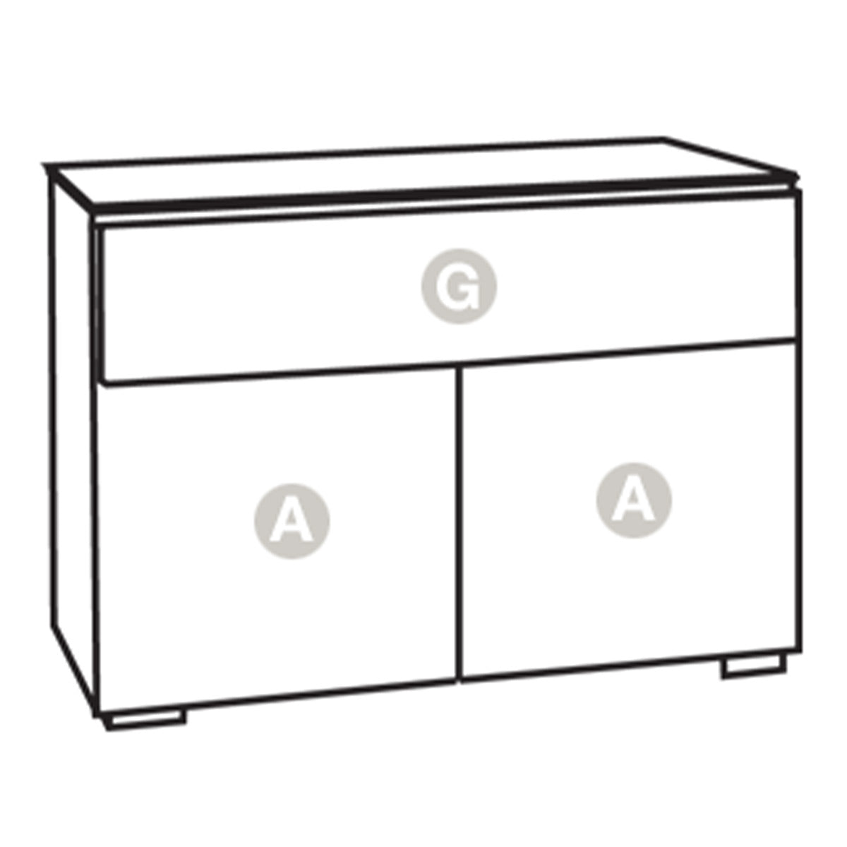 Salamander Chameleon Collection Miami 329 Twin Speaker Integrated Cabinet (High Gloss White with Black Glass Top)