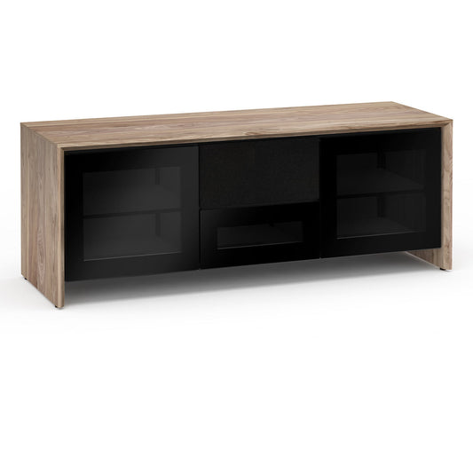 Salamander Chameleon Collection Barcelona 236 Triple-Width AV Cabinet (Natural Walnut with Black Glass Doors)