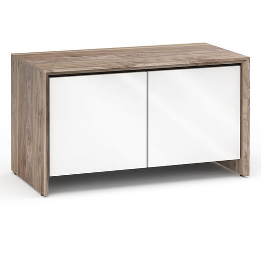 Salamander Chameleon Collection Barcelona 221 Twin AV Cabinet (Natural Walnut with Gloss White Doors)