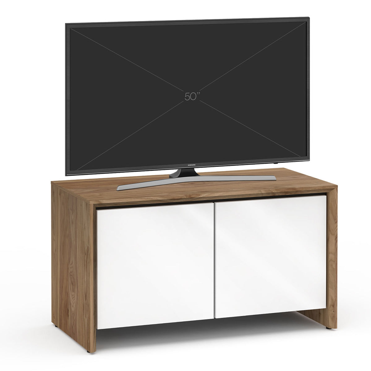 Salamander Chameleon Collection Barcelona 221 Twin AV Cabinet (Natural Walnut with Gloss White Doors)