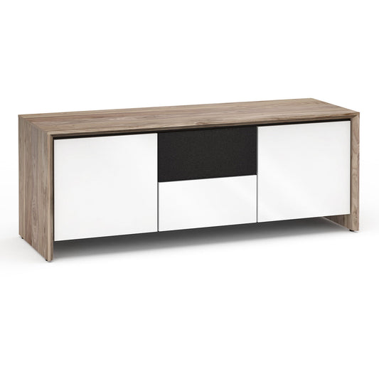 Salamander Chameleon Collection Barcelona 236 Triple AV Cabinet (Natural Walnut with White Glass Doors)