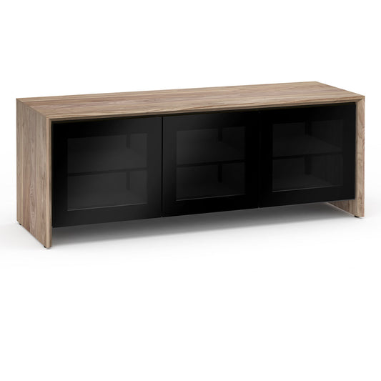 Salamander Chameleon Collection Barcelona 237 Triple AV Cabinet (Natural Walnut with Black Glass Doors)