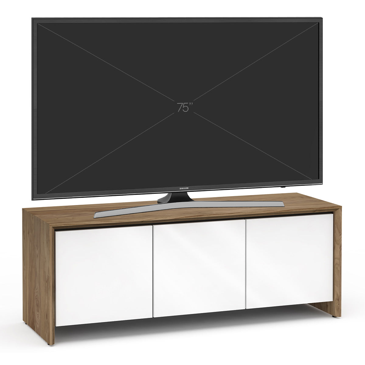 Salamander Chameleon Collection Barcelona 237 Triple AV Cabinet (Natural Walnut with Gloss White Doors)