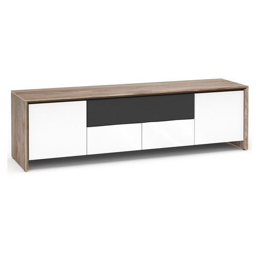 Salamander Chameleon Collection Barcelona 245 Quad AV Cabinet (Natural Walnut with Gloss White Doors)