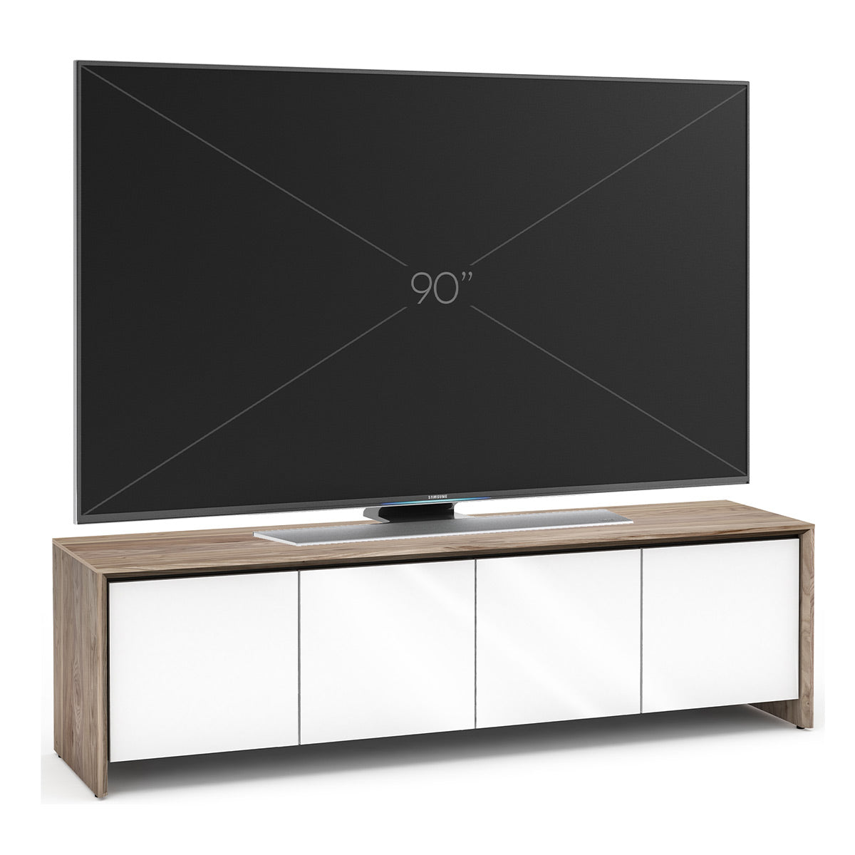 Salamander Chameleon Collection Barcelona 247 Quad AV Cabinet (Natural Walnut with Gloss White Doors)