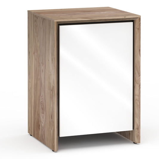 Salamander Chameleon Collection Barcelona 317 Single Audio Cabinet (Natural Walnut with Gloss White Doors)