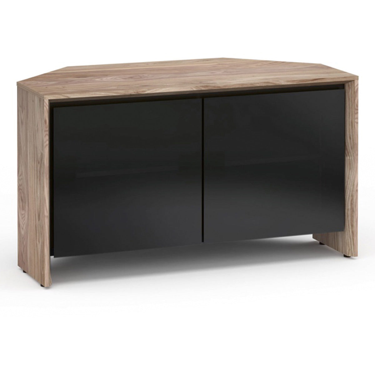 Salamander Chameleon Collection Barcelona 221 Twin Corner Cabinet (Natural Walnut with Black Glass Doors)