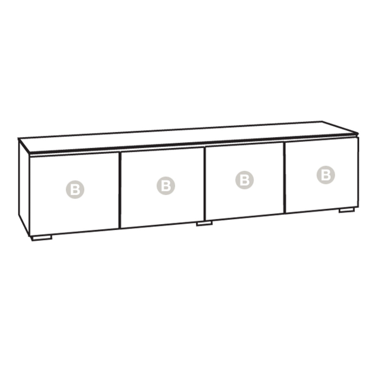 Salamander Chameleon Collection Barcelona 247 Quad AV Cabinet (Natural Walnut with Black Glass Doors)