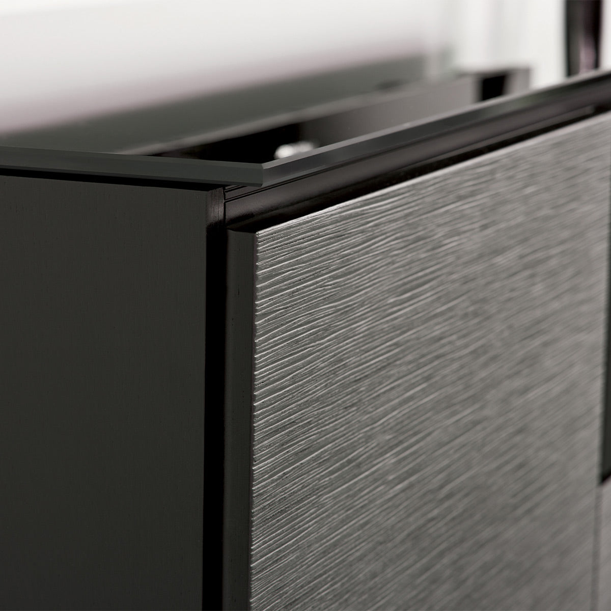 Salamander Chameleon Collection Chicago 217 SE Subwoofer Enclosure AV Cabinet (Textured Black Oak with Black Glass Top)
