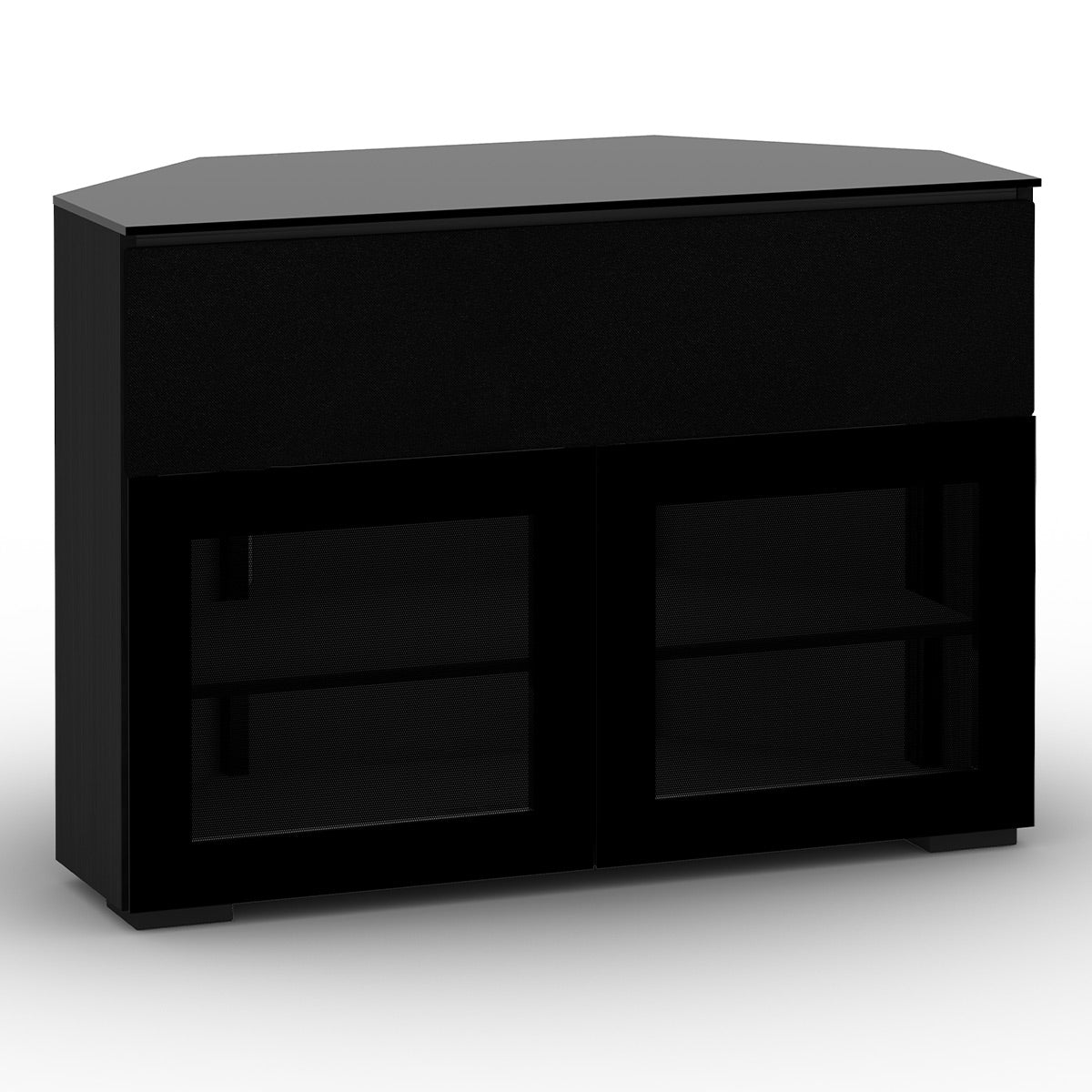Salamander Chameleon Collection Oslo 329 Twin Speaker Integrated Corner Cabinet (Black Oak with Smoked Glass Doors & Black Glass Top)