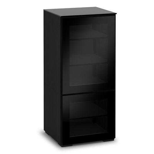 Salamander Chameleon Collection Oslo 517 Single AV Cabinet (Black Oak with Smoked Glass Doors & Black Glass Top)