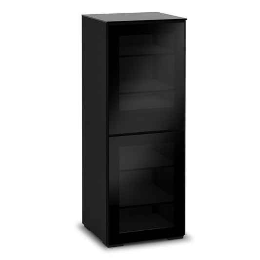Salamander Chameleon Collection Oslo 617 Single AV Cabinet (Black Oak with Smoked Glass Doors & Black Glass Top)