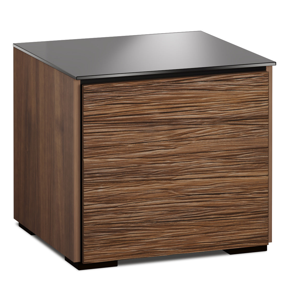 Salamander Chameleon Collection Denver 217 AV Cabinet (Deep Textured Medium Walnut with Black Glass Top)