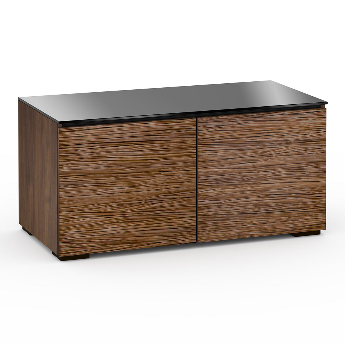 Salamander Chameleon Collection Denver 221 Twin AV Cabinet (Deep Textured Medium Walnut with Black Glass Top)