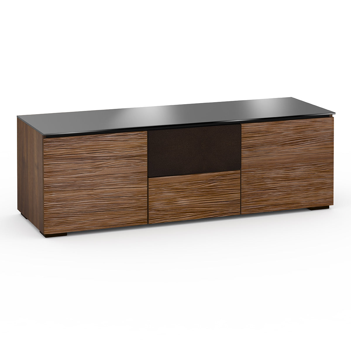 Salamander Chameleon Collection Denver 236 Triple Speaker Integrated Cabinet (Deep Textured Medium Walnut with Black Glass Top)