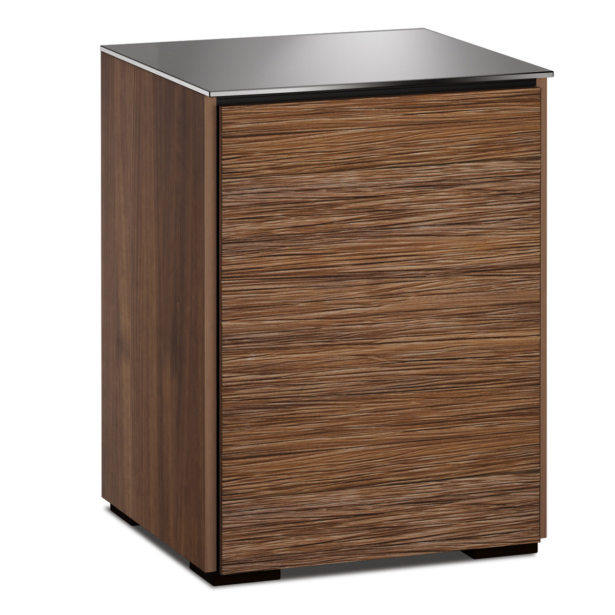 Salamander Chameleon Collection Denver 317 Single AV Cabinet (Deep Textured Medium Walnut with Black Glass Top)