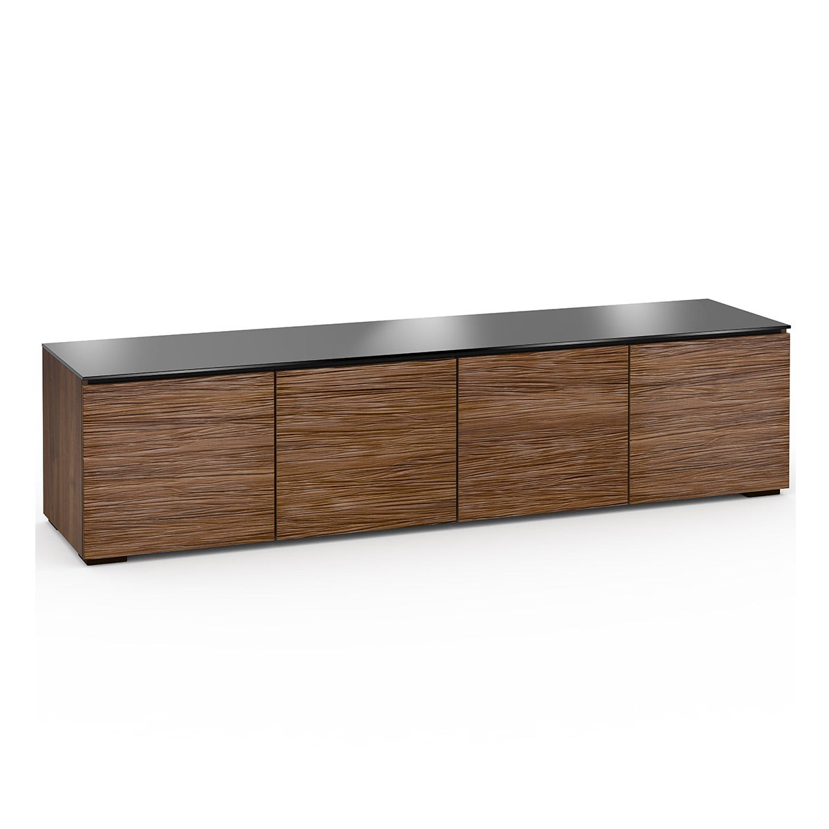 Salamander Chameleon Collection Denver 247 Quad AV Cabinet (Deep Textured Medium Walnut with Black Glass Top)