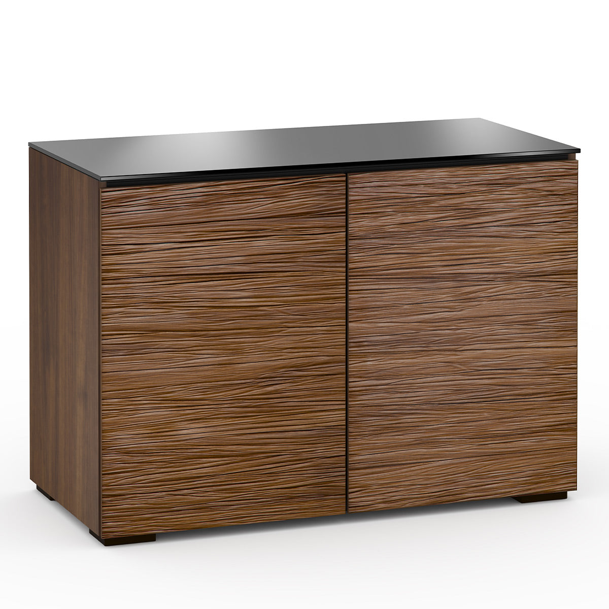 Salamander Chameleon Collection Denver 323 Twin AV Cabinet (Deep Textured Medium Walnut with Black Glass Top)
