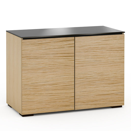Salamander Chameleon Collection Denver 323 Twin AV Cabinet (Deep Textured Natural Oak with Black Glass Top)