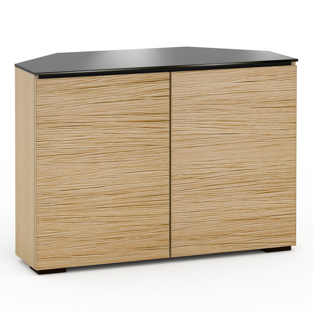 Salamander Chameleon Collection Denver 323 Twin Corner AV Cabinet (Deep Textured Natural Oak with Black Glass Top)