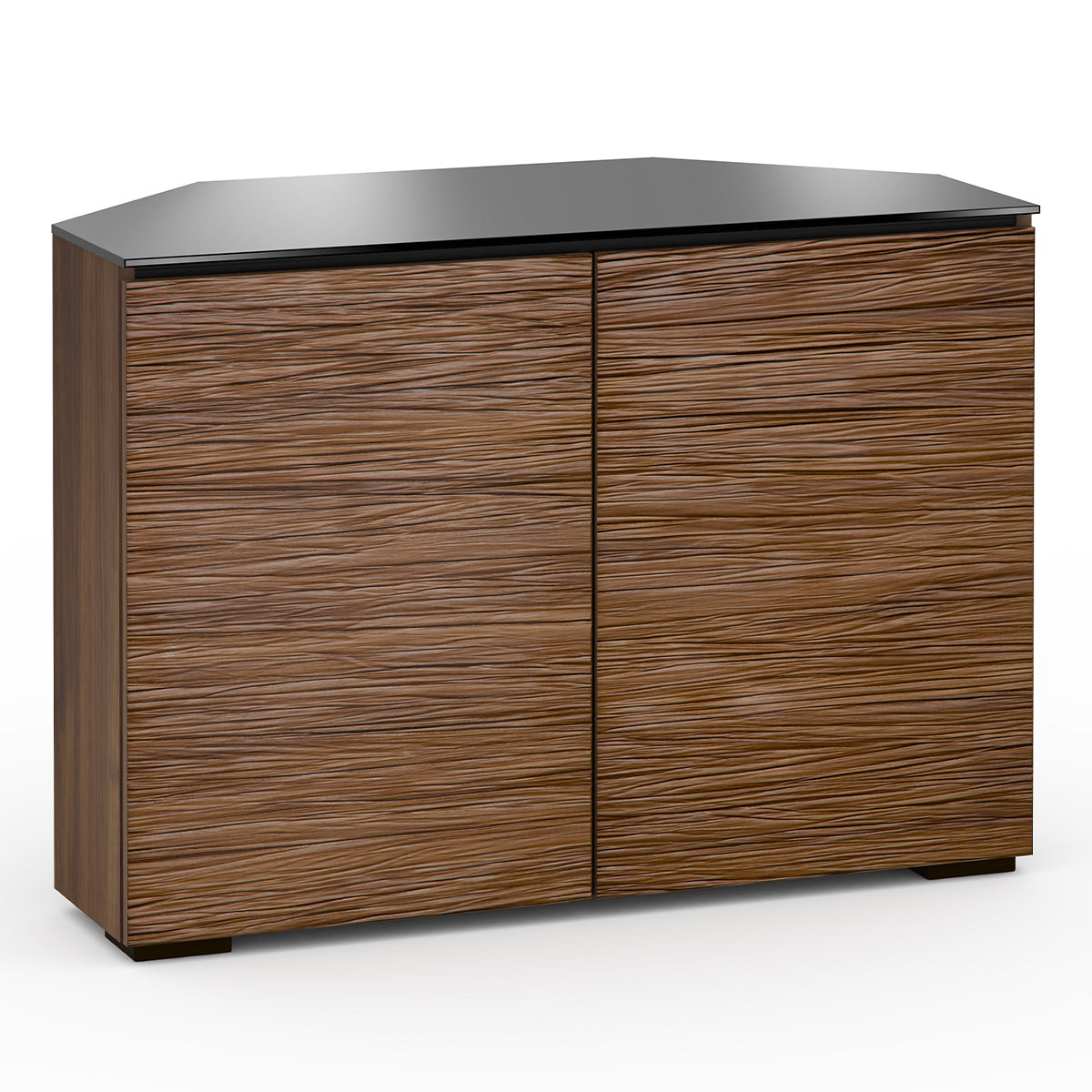 Salamander Chameleon Collection Denver 323 Twin Corner AV Cabinet (Deep Textured Medium Walnut with Black Glass Top)