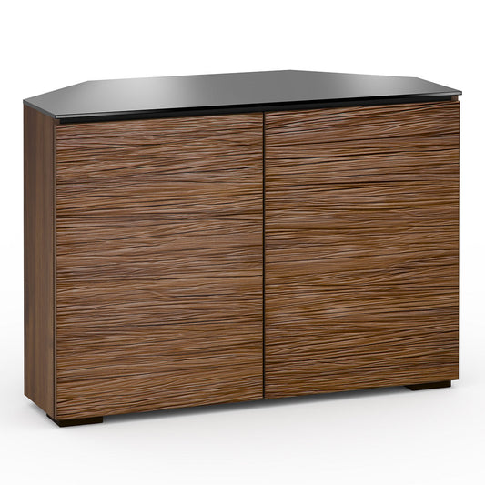 Salamander Chameleon Collection Denver 323 Twin Corner AV Cabinet (Deep Textured Medium Walnut with Black Glass Top)