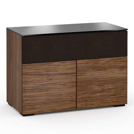 Salamander Chameleon Collection Denver 329 Twin Speaker Integrated Cabinet (Deep Textured Medium Walnut with Black Glass Top)