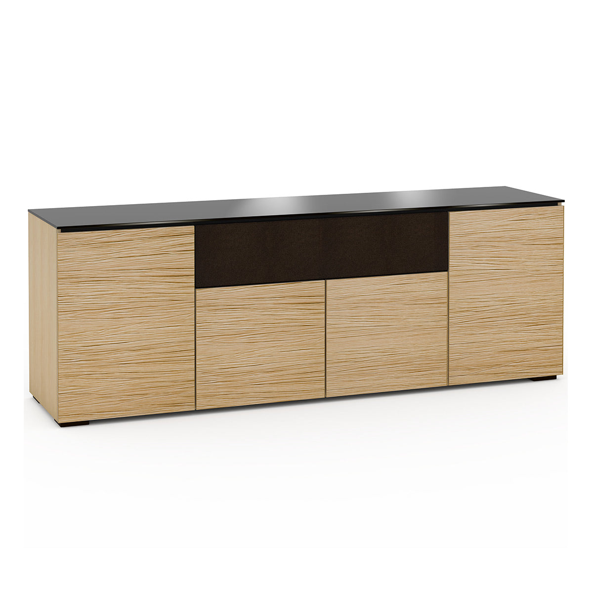 Salamander Chameleon Collection Denver 345 Quad Speaker Integrated Cabinet (Deep Textured Natural Oak with Black Glass Top)