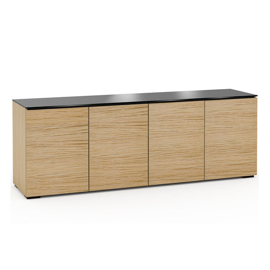 Salamander Chameleon Collection Denver 347 Quad AV Cabinet (Deep Textured Natural Oak with Black Glass Top)