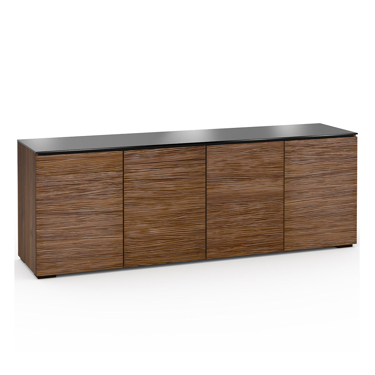 Salamander Chameleon Collection Denver 347 Quad AV Cabinet (Deep Textured Medium Walnut with Black Glass Top)