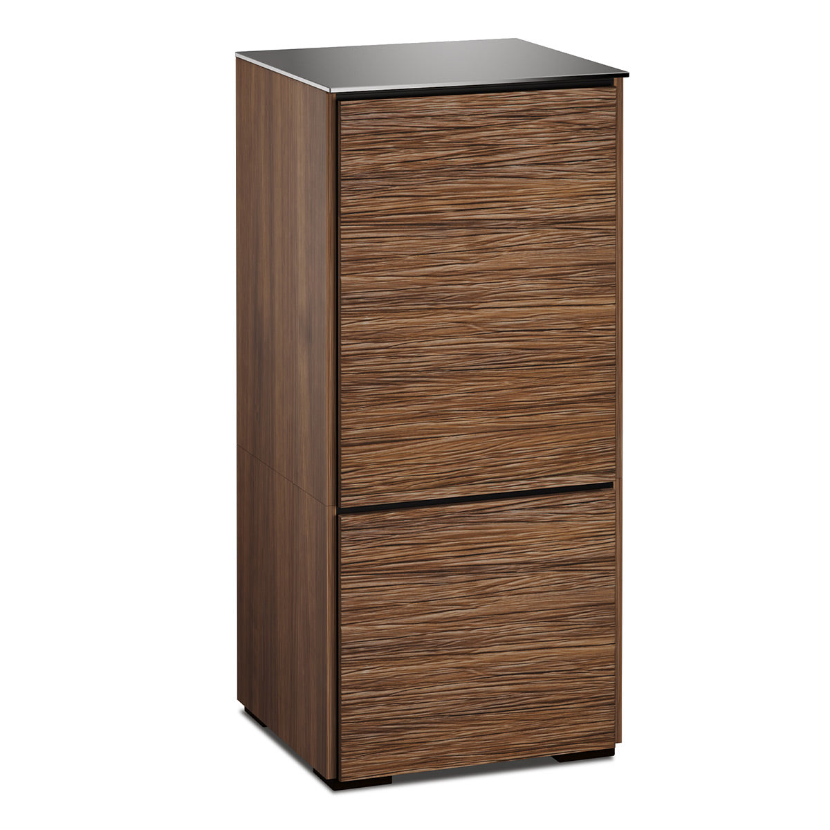 Salamander Chameleon Collection Denver 517 Single AV Cabinet (Deep Textured Medium Walnut with Black Glass Top)