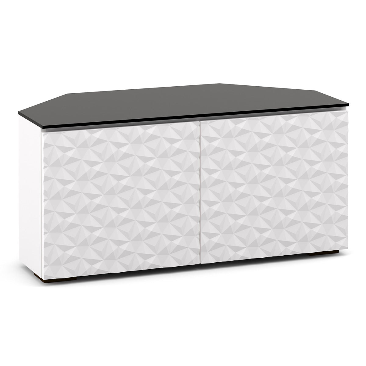 Salamander Chameleon Collection Milan 221 Twin Corner AV Cabinet (Geometric White with Black Glass Top)