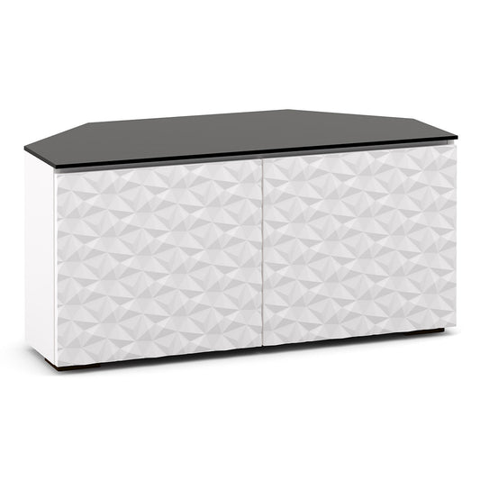 Salamander Chameleon Collection Milan 221 Twin Corner AV Cabinet (Geometric White with Black Glass Top)