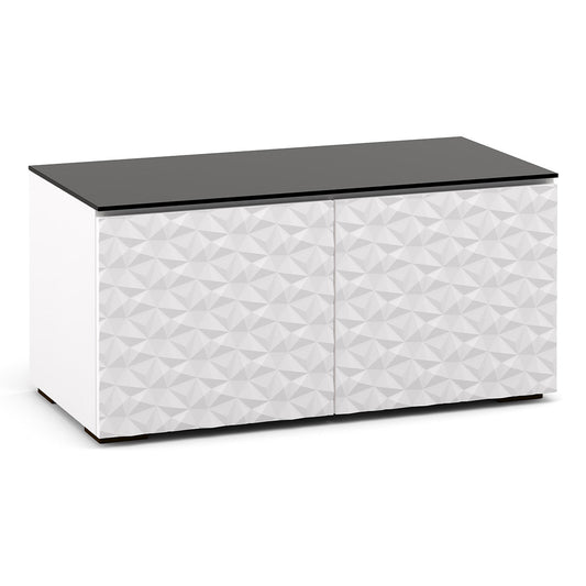 Salamander Chameleon Collection Milan 221 Twin AV Cabinet (Geometric White with Black Glass Top)