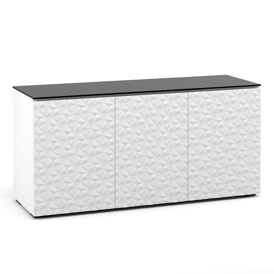 Salamander Chameleon Collection Milan 337 Triple AV Cabinet (Geometric White with Black Glass Top)