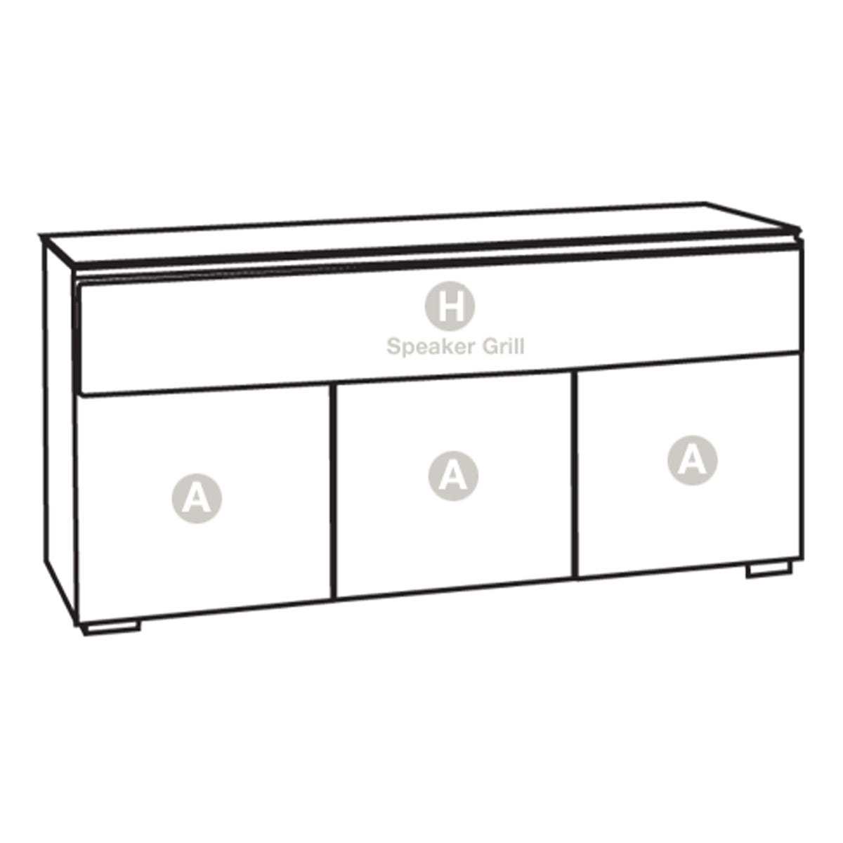 Salamander Chameleon Collection Milan 339 Triple Speaker Integrated Cabinet (Geometric White with Black Glass Top)