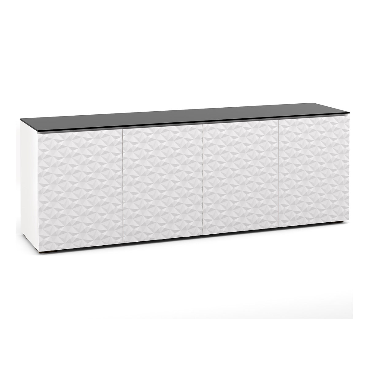 Salamander Chameleon Collection Milan 347 Quad AV Cabinet (Geometric White with Black Glass Top)