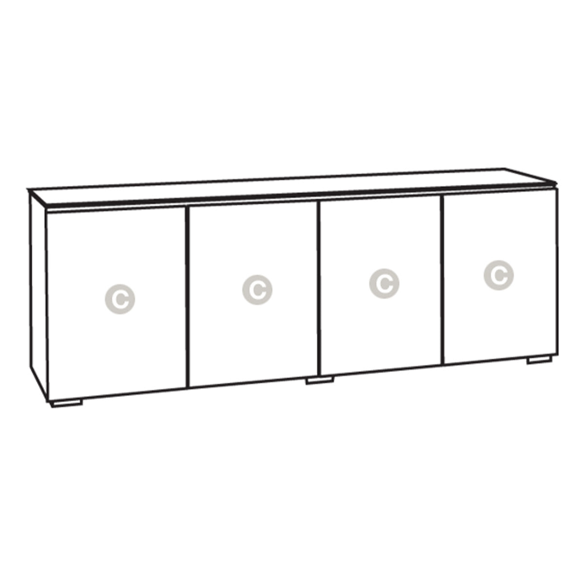 Salamander Chameleon Collection Milan 347 Quad AV Cabinet (Geometric White with Black Glass Top)