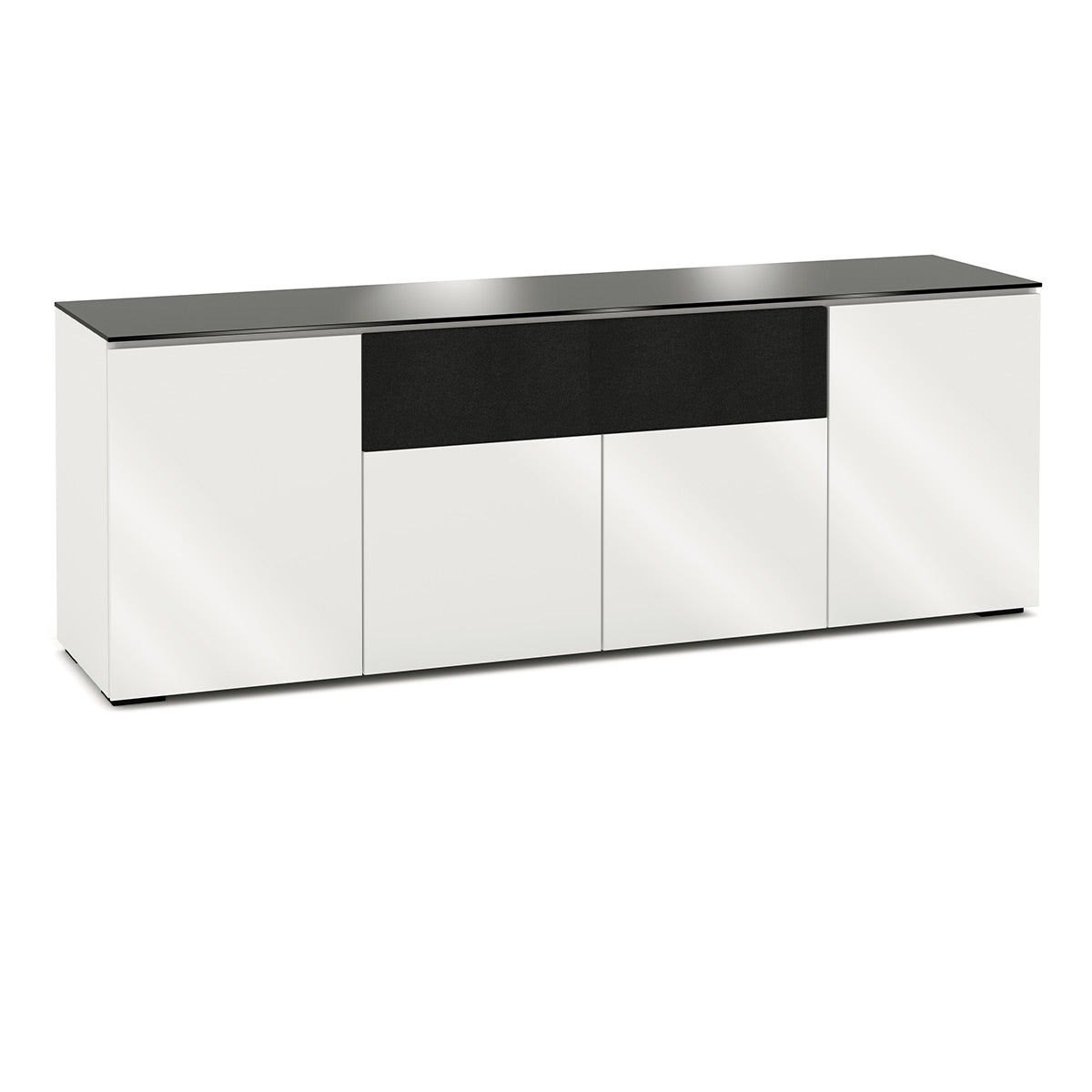 Salamander Chameleon Collection Miami 345 Quad Speaker Integrated Cabinet (High Gloss White with Black Glass Top)