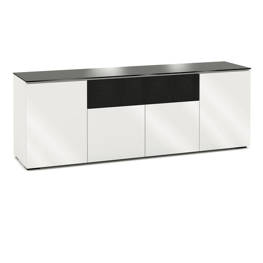 Salamander Chameleon Collection Miami 345 Quad Speaker Integrated Cabinet (High Gloss White with Black Glass Top)