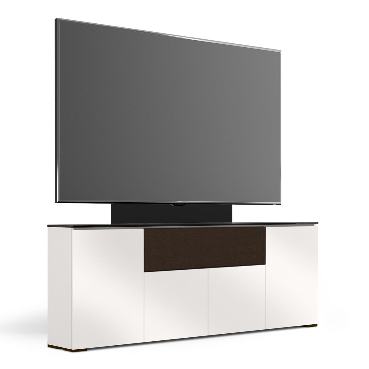 Salamander Chameleon Collection Miami 345 Quad Speaker Integrated Cabinet (High Gloss White with Black Glass Top)