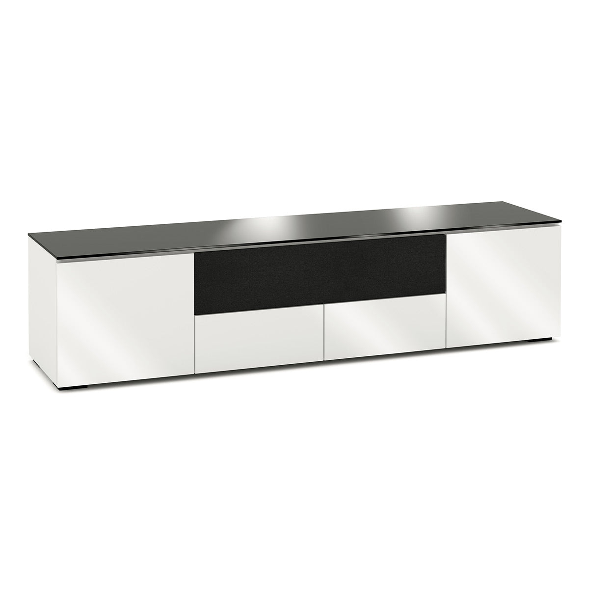 Salamander Chameleon Collection Miami 245 Quad Speaker Integrated Cabinet (High Gloss White with Black Glass Top)
