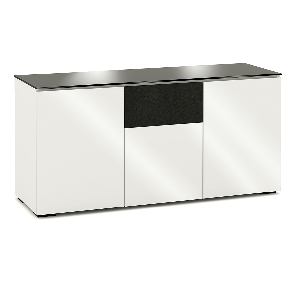 Salamander Chameleon Collection Miami 336 Triple Speaker Integrated Cabinet (High Gloss White with Black Glass Top)