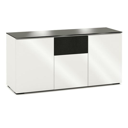 Salamander Chameleon Collection Miami 336 Triple Speaker Integrated Cabinet (High Gloss White with Black Glass Top)