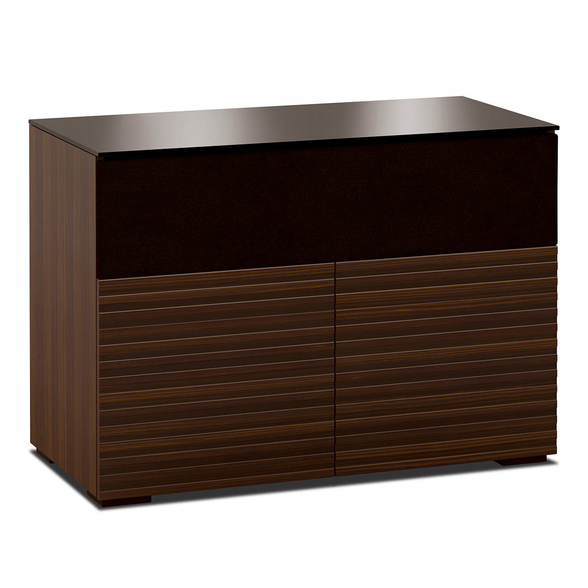 Salamander Chameleon Collection Zurich 329 Twin Speaker Integrated Cabinet (Horizontal Wood Pattern with Black Glass Top)