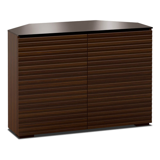 Salamander Chameleon Collection Zurich 323 Twin Corner AV Cabinet (Horizontal Wood Pattern with Black Glass Top)